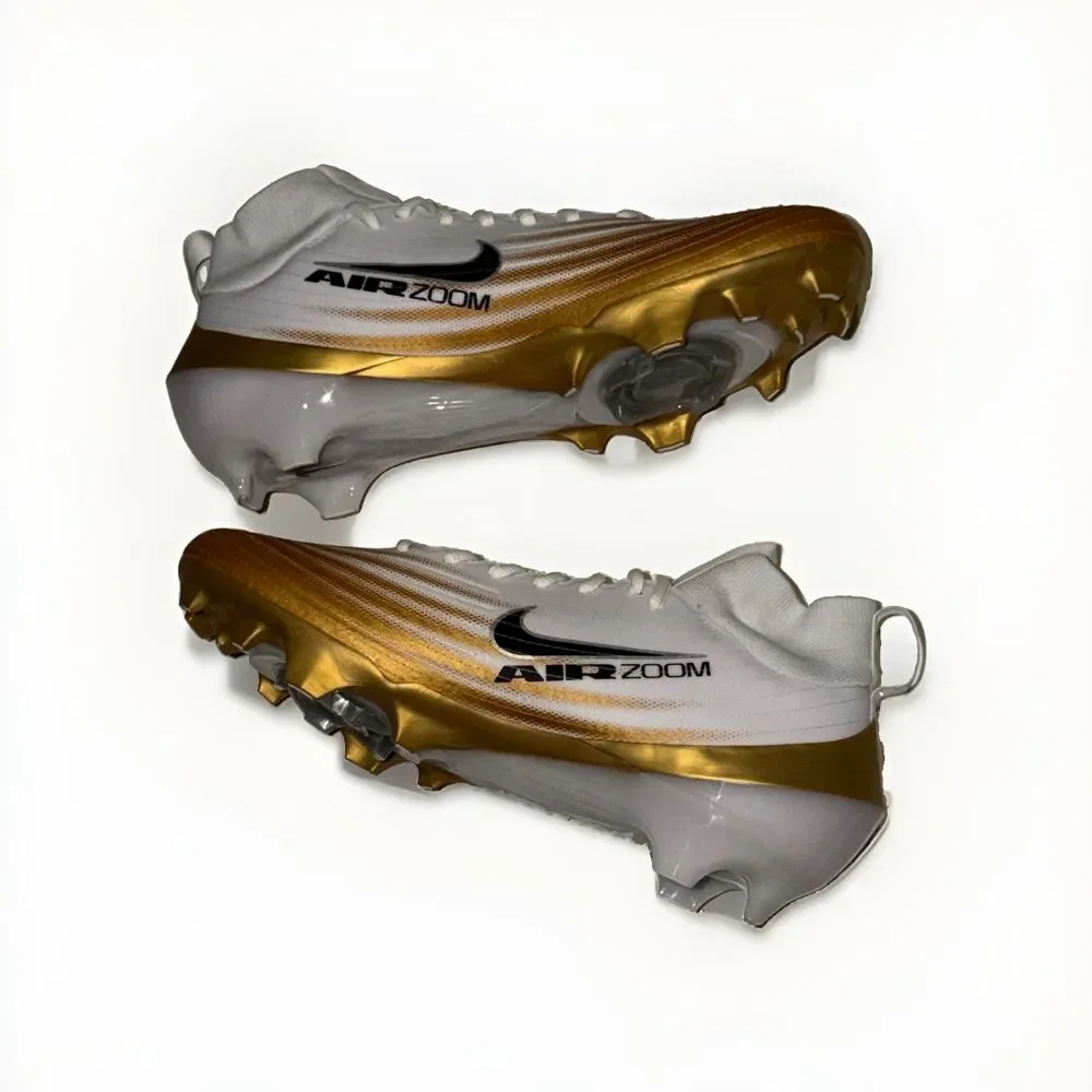 New Nike Zoom Air Vapor Pro 1 Football Cleats White/Black/Gold Mens US 10.5